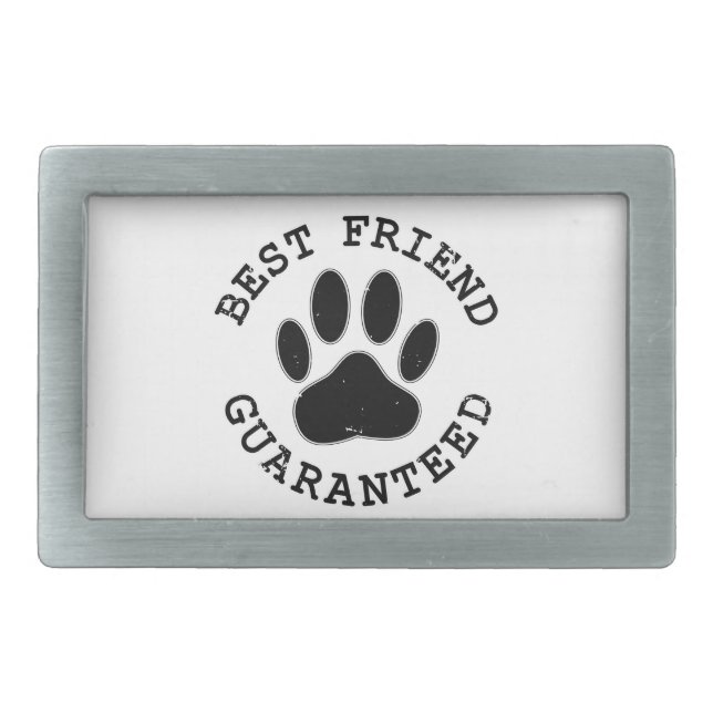 Distressed Dog Paw Best Friend Guaranteed Belt Buckle (Front)