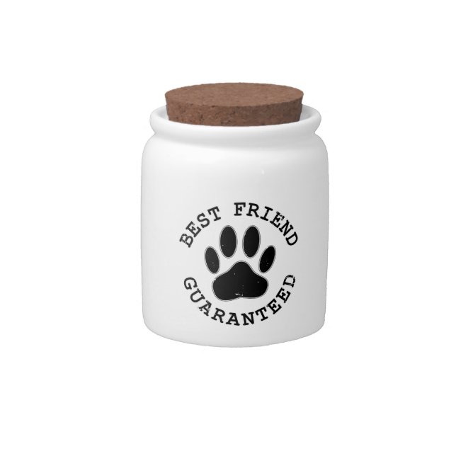 Distressed Dog Paw Best Friend Guaranteed Candy Jar (Front)