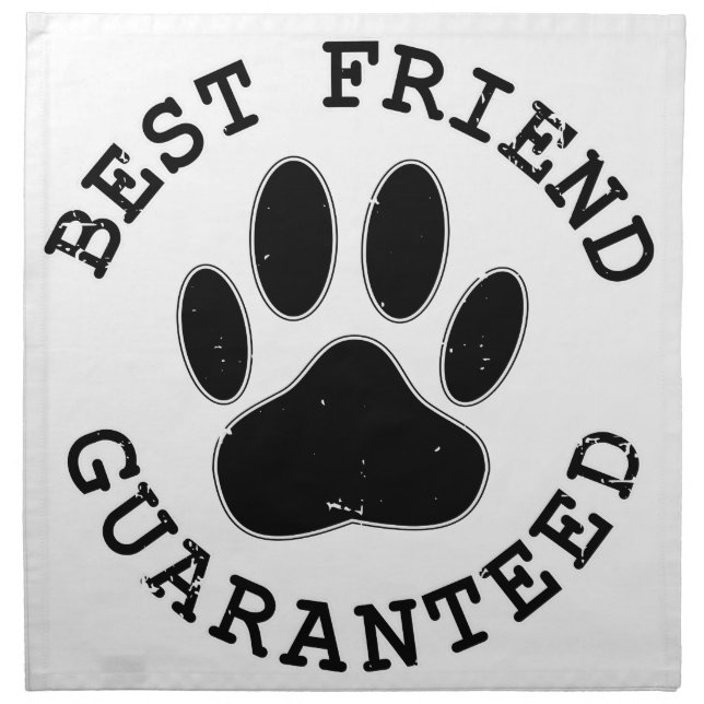 Distressed Dog Paw Best Friend Guaranteed Cloth Napkin (Front)