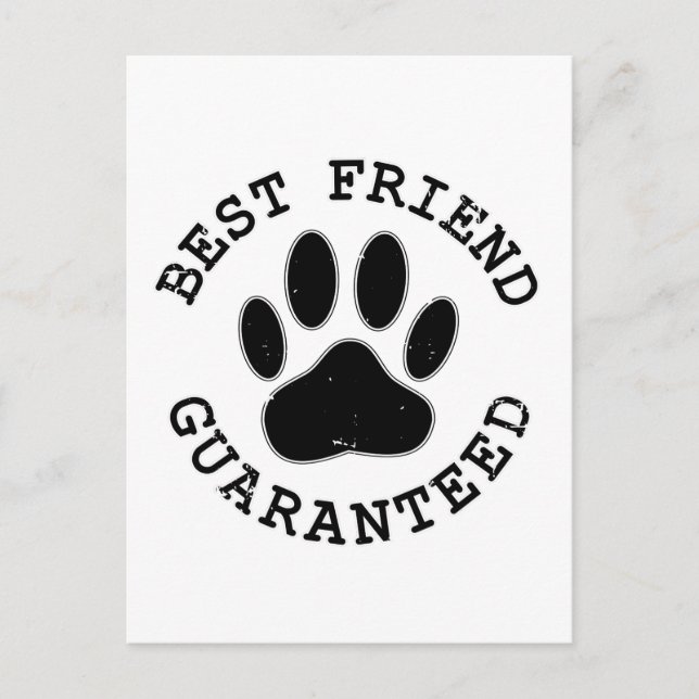 Distressed Dog Paw Best Friend Guaranteed Postcard (Front)