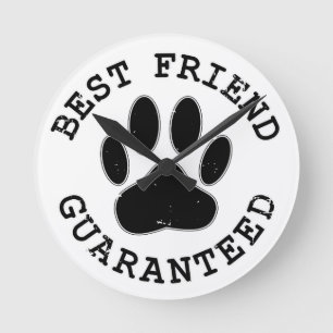 Distressed Dog Paw Best Friend Guaranteed Round Clock