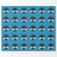 Black Dog/Cat/Animal Paw Prints on Orange Wrapping Paper | Zazzle