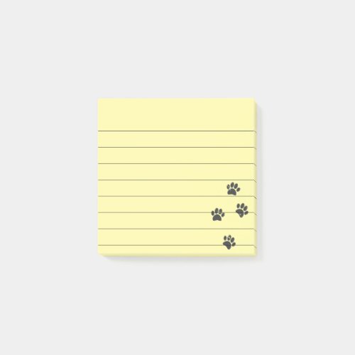 Distressed Dog Paw Tracks Lined 3x3 Post_it Notes
