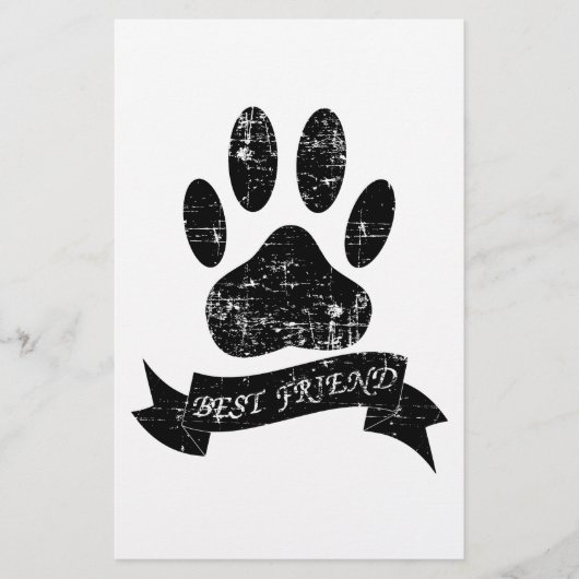 Distressed Dog Paw With Ribbon (Front)