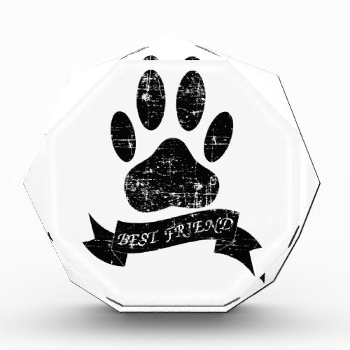 Distressed Dog Paw With Ribbon Award