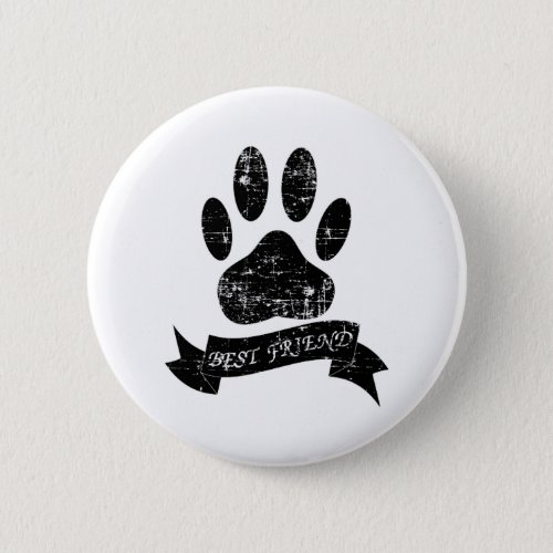 Distressed Dog Paw With Ribbon Button