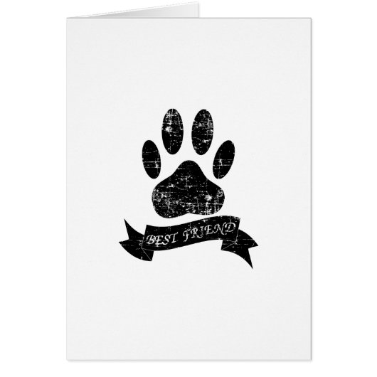 Distressed Dog Paw With Ribbon Cards (Front)