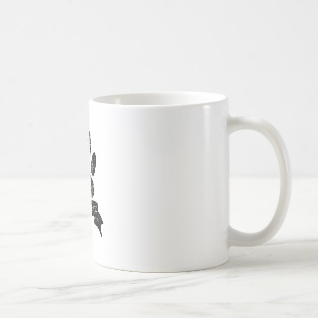 Distressed Dog Paw With Ribbon Coffee Mug (Right)