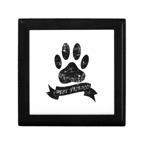 Distressed Dog Paw With Ribbon Jewelry Box