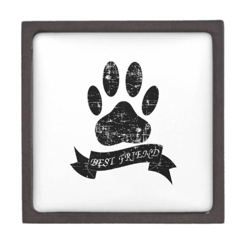 Distressed Dog Paw With Ribbon Jewelry Box