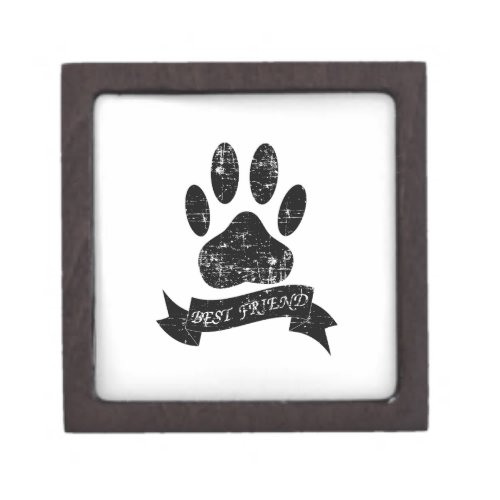 Distressed Dog Paw With Ribbon Keepsake Box