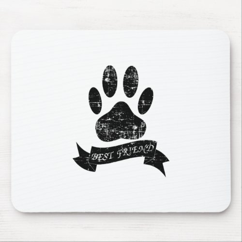 Distressed Dog Paw With Ribbon Mouse Pad