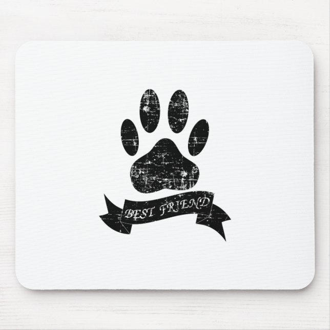 Distressed Dog Paw With Ribbon Mouse Pad (Front)