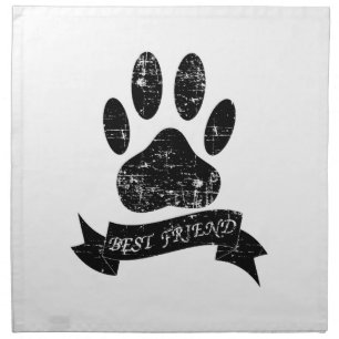 Distressed Dog Paw With Ribbon Napkin
