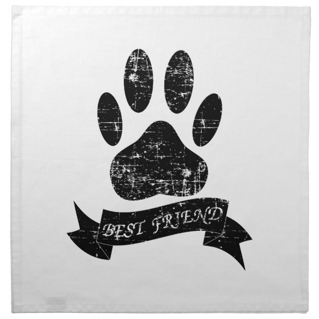 Distressed Dog Paw With Ribbon Napkin (Front)