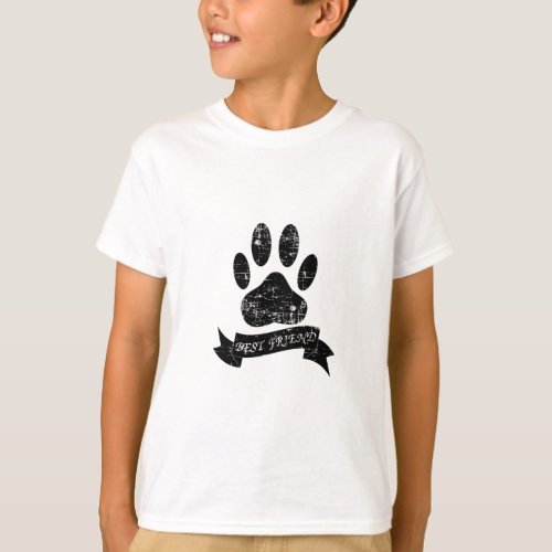 Distressed Dog Paw With Ribbon T_Shirt
