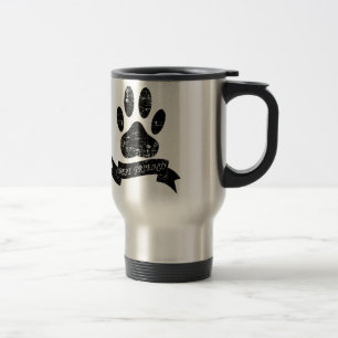 Distressed Dog Paw With Ribbon Travel Mug
