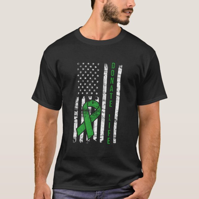 Distressed Donate Life Usa Flag Organ Ney Donor Ri T-Shirt (Front)