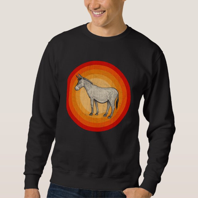 Distressed Donkey  Retro Style Sweatshirt (Front)