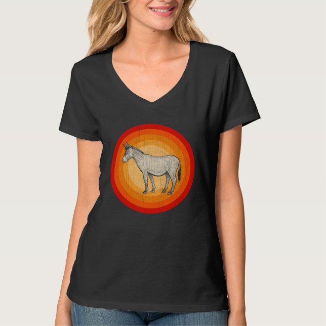 Distressed Donkey  Retro Style T-Shirt (Front)