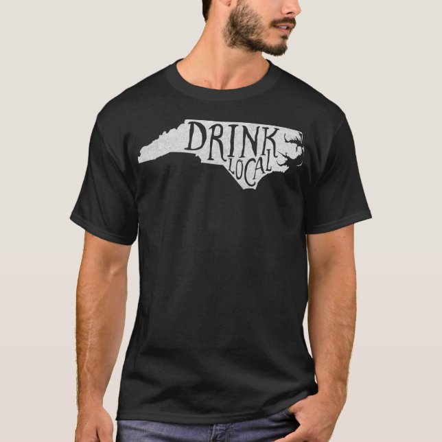 Distressed Drink Local North Carolina State Beer T-Shirt (Front)