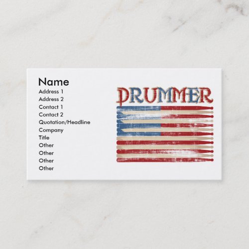 Distressed Drum Stick USA Flag Drummer Tees Gifts Business Card Templates