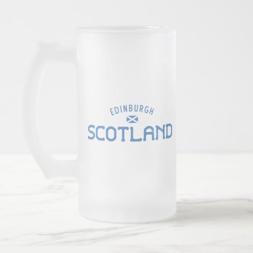 Distressed Edinburgh Scotland Frosted Glass Beer Mug
