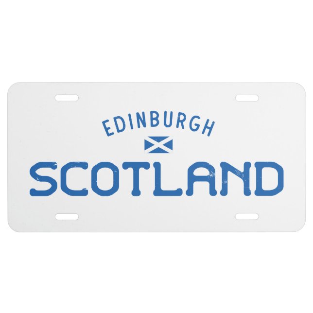 Distressed Edinburgh Scotland License Plate (Front)