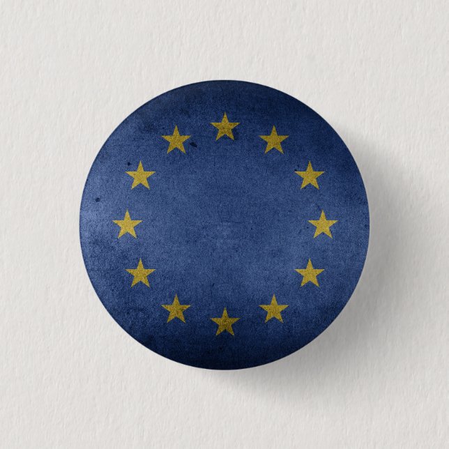 Distressed Effect EU Flag Anti Brexit - Love EU Button (Front)