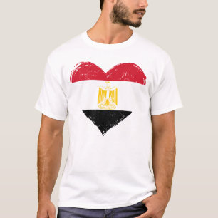 Distressed Egypt Flag Heart Men's White T-Shirt