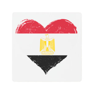 Distressed Egypt Flag Heart Metal Print