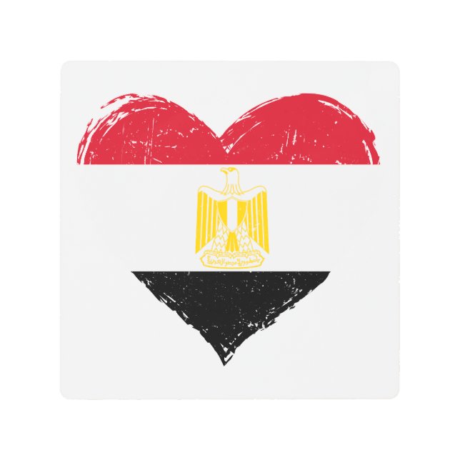 Distressed Egypt Flag Heart Metal Print (Front)