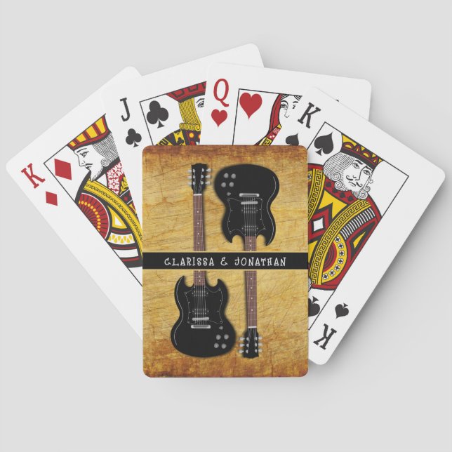 Distressed Electric Guitars Personalized Poker Cards (Back)