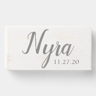 Distressed Elegant Baby Room Custom Name Wooden Box Sign