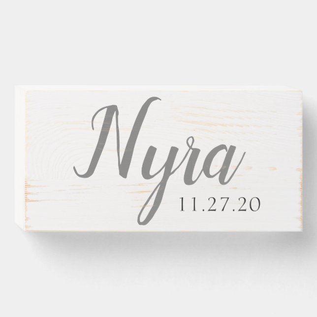 Distressed Elegant Baby Room Custom Name Wooden Box Sign (Front Horizontal)