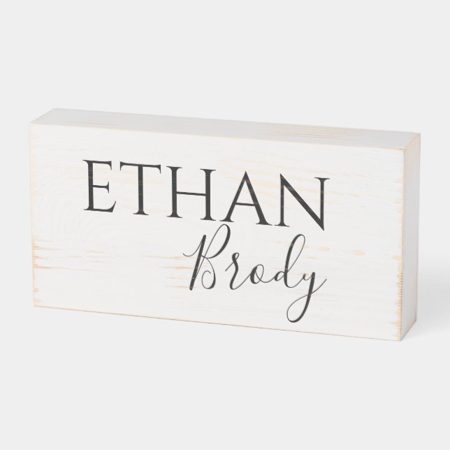 Distressed Elegant Baby Room Custom Name Wooden Box Sign (Angled Horizontal)