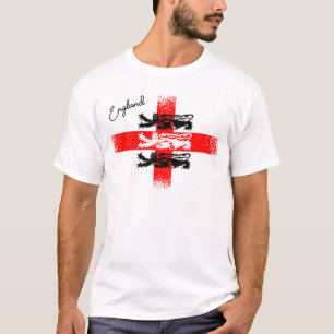 Distressed England St George Flag with Three Lions T-Shirt