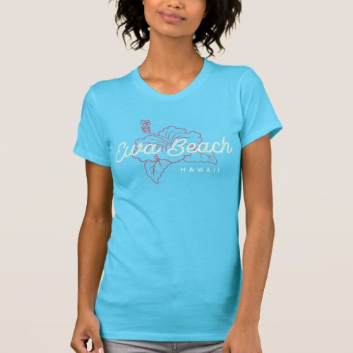 Distressed Ewa Beach Hawaii Hibiscus T_Shirt