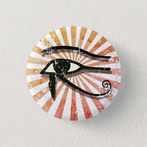 Distressed Eye Of Horus Egyptian Symbol Retro Sun Button
