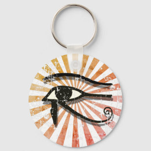 Distressed Eye Of Horus Egyptian Symbol Retro Sun Keychain