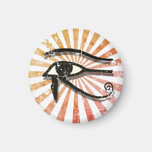 Distressed Eye Of Horus Egyptian Symbol Retro Sun Magnet (Front)