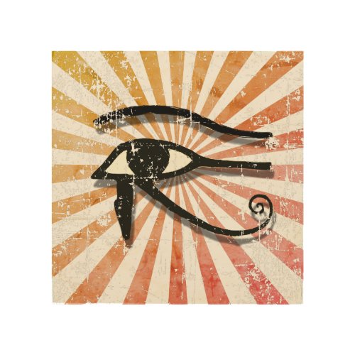 Distressed Eye Of Horus Egyptian Symbol Retro Sun Wood Wall Art