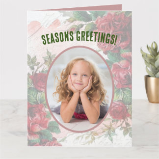 Distressed Faded Red Roses Writing on Paper Card