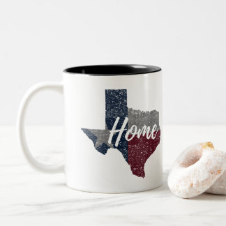 Distressed Faded Texas Flag Home Two-Tone Coffee Mug