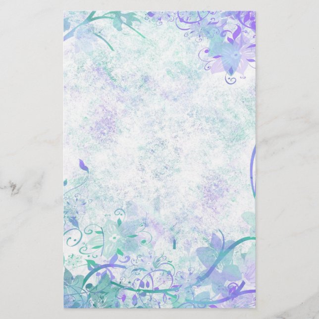 Distressed Fancy Floral Border Stationery (Front)