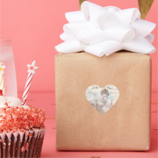 Distressed Fantasy Woman Gathering Flowers Grain Heart Sticker