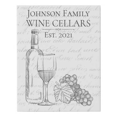 Distressed Farmhouse Style Family Wine Cellars Faux Canvas Print