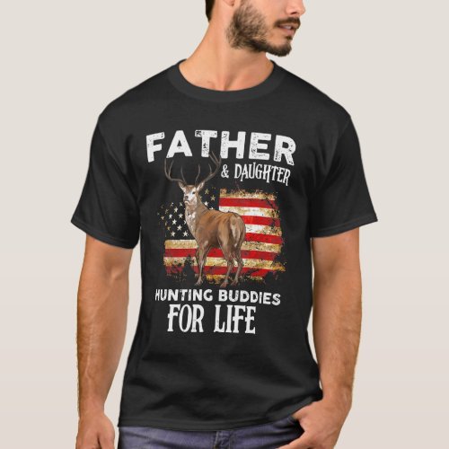 Distressed Father And Daughter Hunting Buddies For T_Shirt