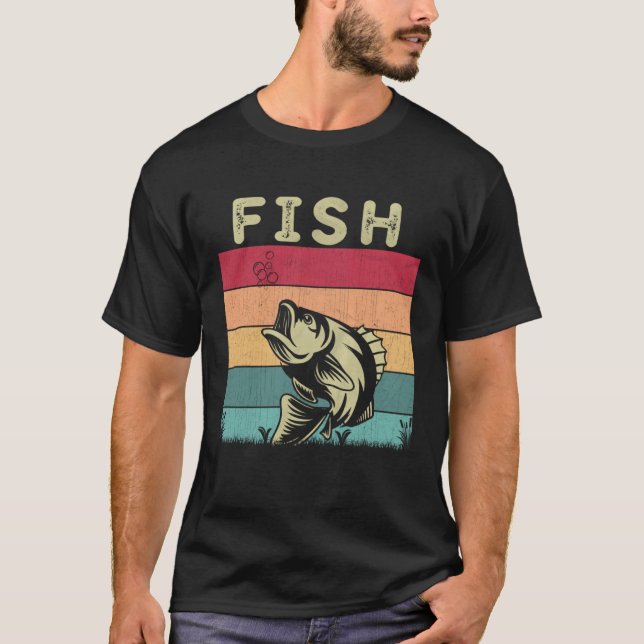 Distressed Fish  Boys Girls Retro Style Fish T-Shirt (Front)
