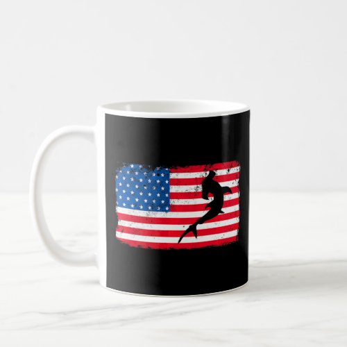 Distressed Flag  4th July Patriotic Shark American Coffee Mug
